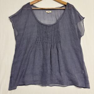 Aerie Sheer Short Sleeve Blouse Womens XL Beachy Nautical Flowy Preppy Cottage